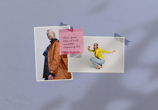 Photo Collage With Pink Note Paper