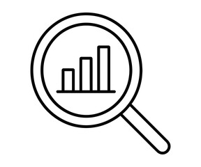 Fototapeta premium Magnifying glass chart analytics search statistics vector icon silhouette