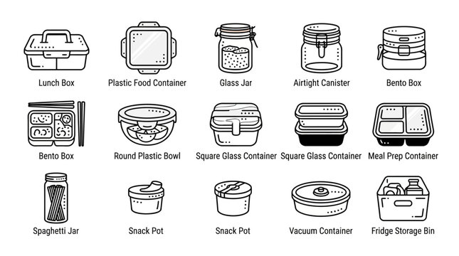 Collection of various food storage containers and jars.