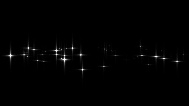 Glowing glitter stars burst sparkle effect animation,  twinkle stars blast, doodle glitter trail, glitter star dust trail loop animation, 2D shining twinkle effect on black screen background ,4K
