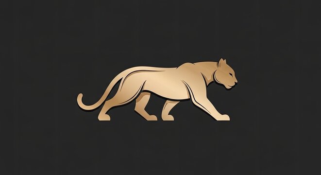 Sleek tan mountain lion cougar walking profile view.