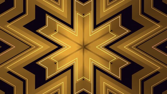 Golden geometric star pattern animation