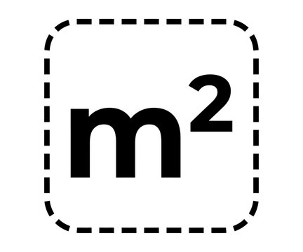 Square meter dotted area measurement unit vector icon silhouette