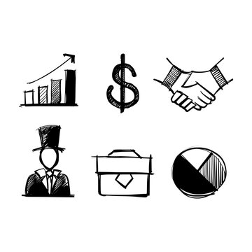Hand drawn sketch of business icon using simple black line art style 