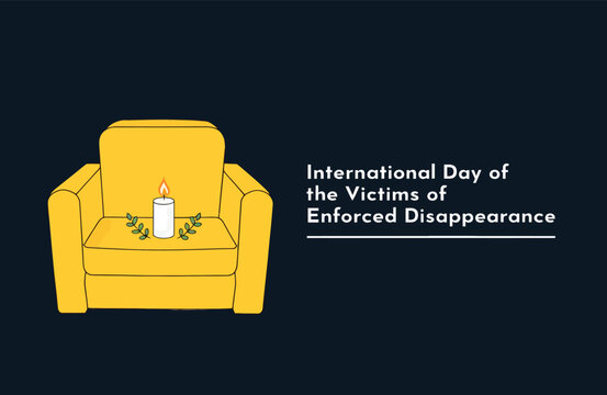 International Day of the Victims of Enforced Disappearance Concept Vector Graphic with Burning Candle on Yellow Armchair