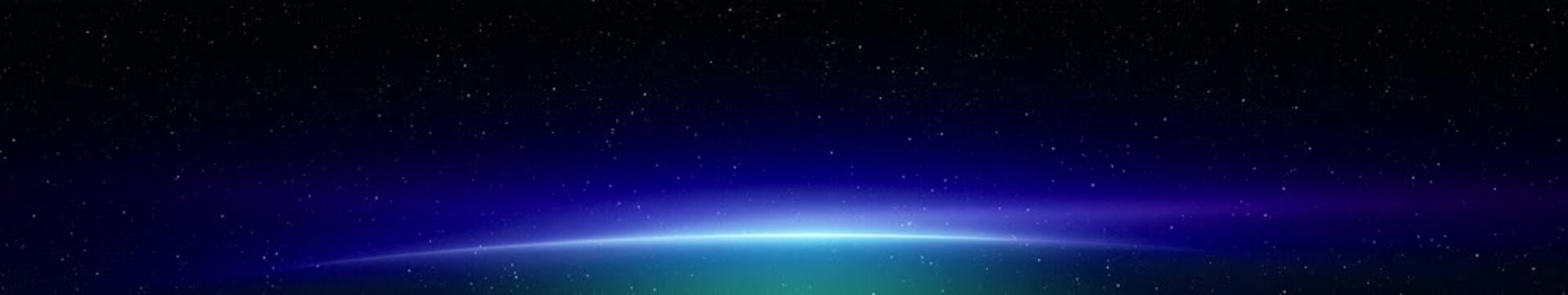 Seamless Loop | Blue and Violet Planet Horizon Beneath a Starry Deep Space Sky, Panorama