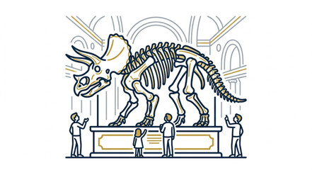 Triceratops Skeleton Display in Museum Exhibit. © Jiwaskz