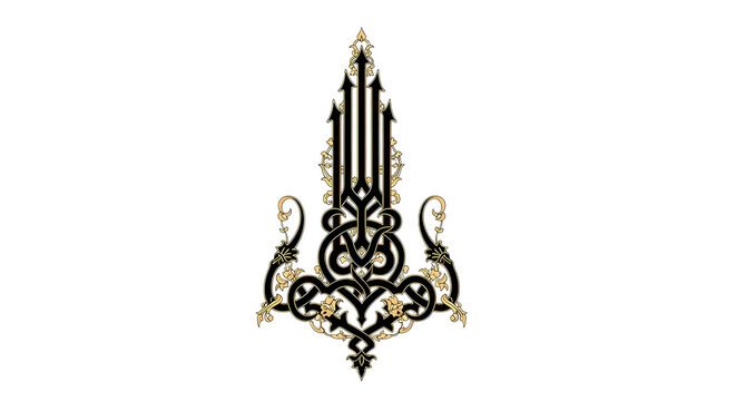 Elegant floral monogram design with ornate swirls. Black and white decorative initial illustration for branding and invitations.