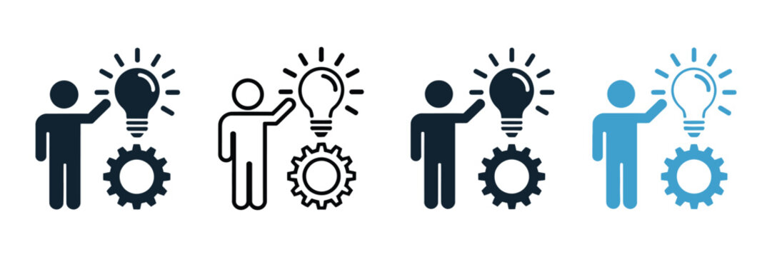 Proactive icon vector featuring anticipation, preparation, strategy, action, planning, and productivity symbols in clean modern design.