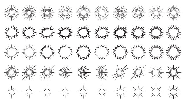 Decorative starburst star shape set black varied spike row