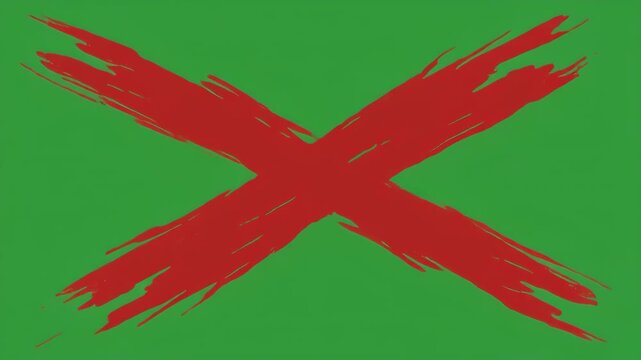 Red X Marks on Green Background with Black Cinematic Motion