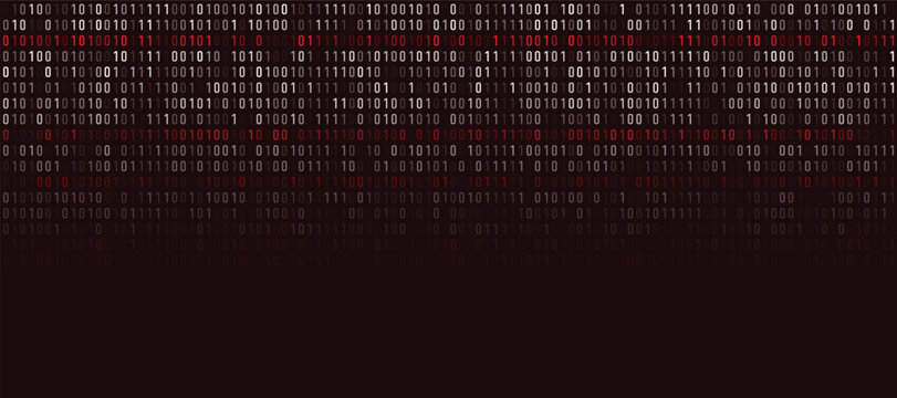 Abstract digital binary code illustration with red and white numbers on a dark background, ideal for cybersecurity