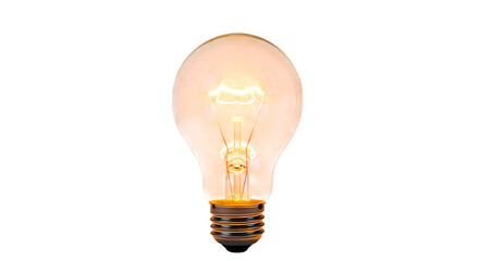 Bright incandescent light bulb glowing with warm illumination. Classic Edison-style bulb emitting soft golden radiance for creative lighting design. © Amir