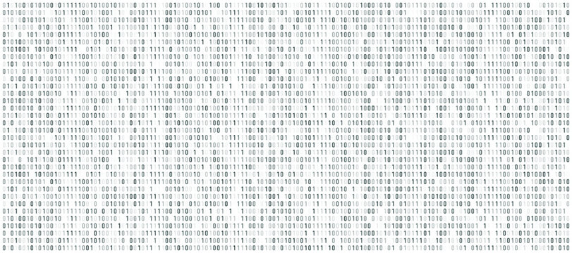 Abstract binary code pattern illustration, zeros and ones in grey tones for data visualization