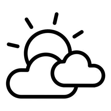 Sunny with clouds weather line icon