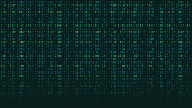 Abstract green binary code illustration, digital data pattern for technology presentations, cybersecurity