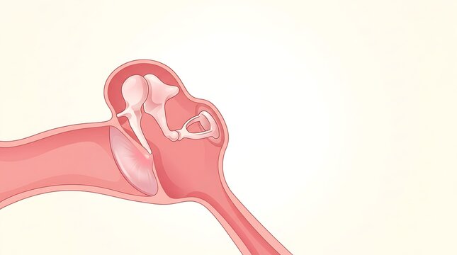 Human middle ear anatomy showing eardrum and auditory ossicles