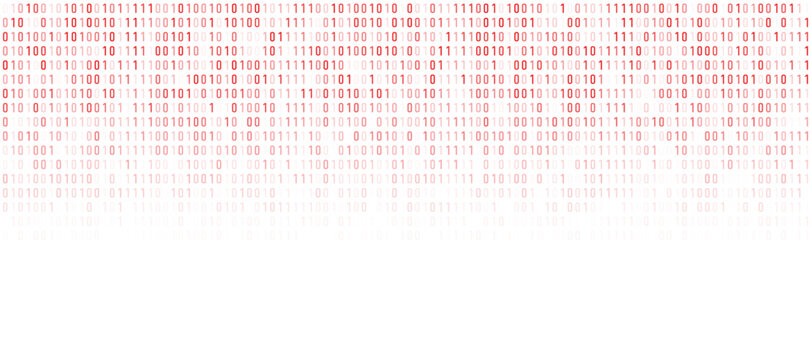 Red binary code data stream illustration, abstract digital background for cybersecurity