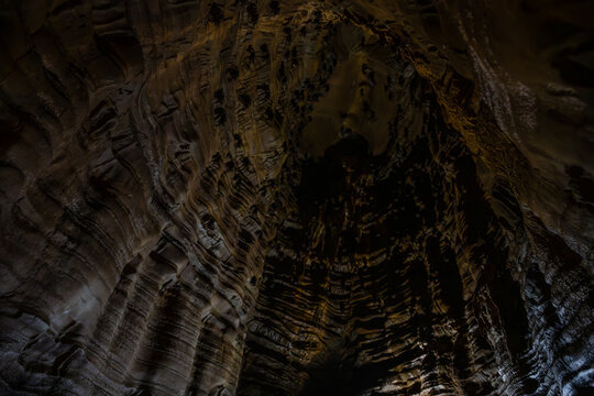 Rock formations inside a cave in Sukamakmur