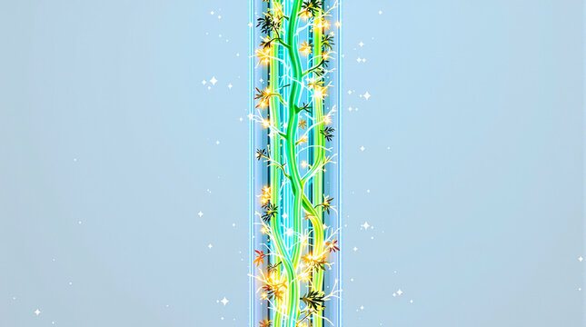 Plant stem cross-section showing vascular transport system. Microscopic view of xylem and phloem nutrient flow in botanical tissue.