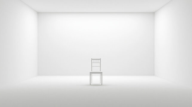 Single chair in a sterile white room