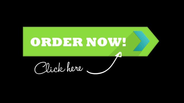 Bright green and blue online order button. Digital shopping call-to-action for e-commerce websites.