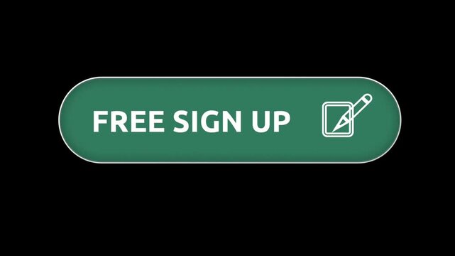 Close-up of a green 'Free Sign Up' button with icon. Modern digital interface element for online registration.