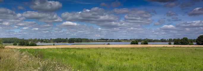 Meadows and fields by Lake Jeziorak, near the village of Matyty, Iława Lake District, Poland © Leszek