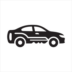 Fototapeta premium Simple black silhouette icon of a sedan passenger car with automobile