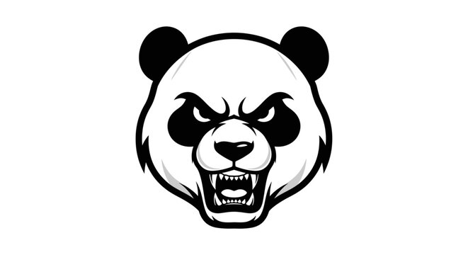 Aggressive panda head sports mascot vector logo.