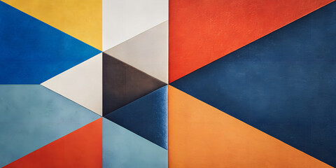 Fototapeta premium Vibrant Geometric Color Block Triangles Abstract Minimalist Canvas Artwork