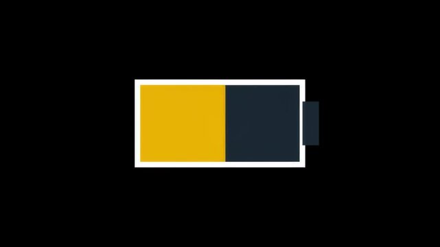 Low battery level icon with red indicator on black background