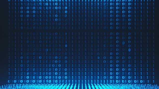 Seamless Looping Blue Digital Binary Data Code Background
