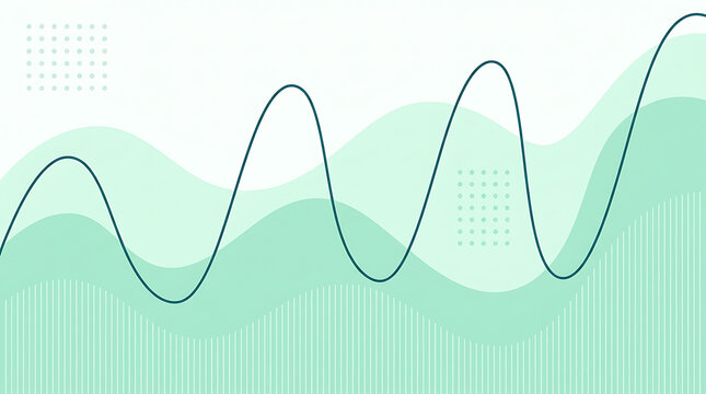 Abstract financial wave graph chart design in soft green colors with business