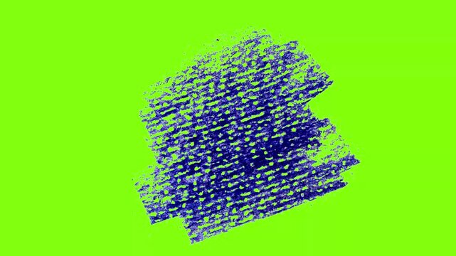 Color pencil hatching fills a compact space on green screen. The animation loops through dense hand-drawn texture with rhythmic motion and strong visual contrast.
