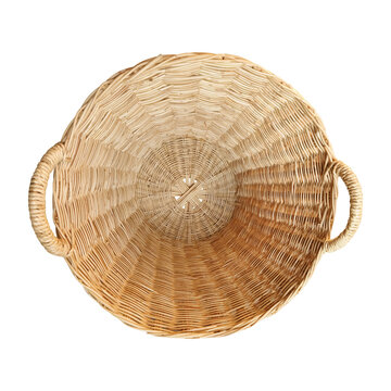 Wicker basket top view isolated on white background