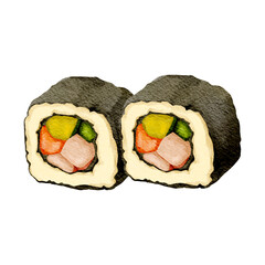 Watercolor Japanese Sushi Slices © Dian