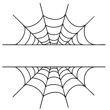 Spider Web Split Monogram Frame for Halloween Name and Text Vector Illustration Isolated on White Background