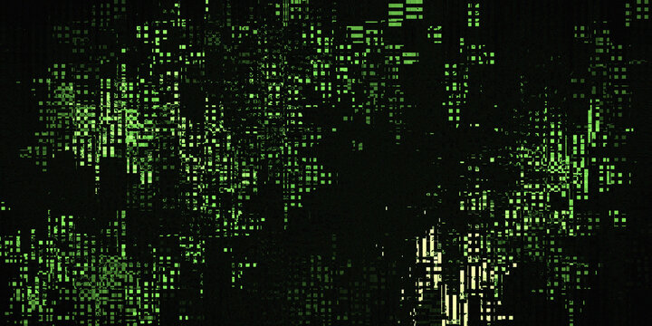 Abstract Digital Green Binary Code Grid Background with Futuristic Cyber Technology Pattern
