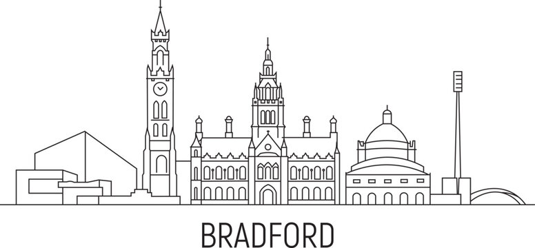 Simple line art of Bradford's skyline