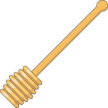 Honey Dipper Vector Illustration. Wooden Utensil Design Element Isolated on White Background