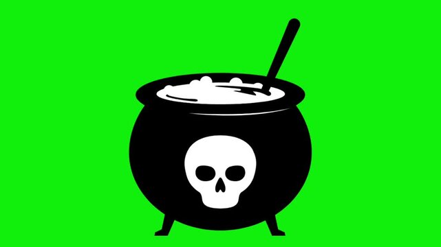 Poisonous Halloween-themed cauldron with skull design. Spooky potion brewing for holiday celebrations.