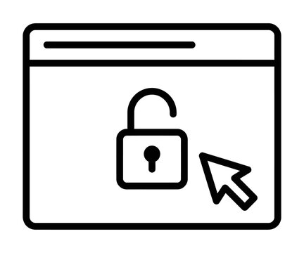 Web browser window padlock lock cursor cybersecurity vector icon silhouette
