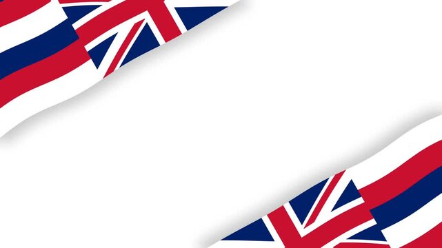 Hawaii Statehood Day Celebration Background with Waving State Flags.