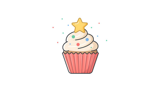 happy birthday cupcake on white