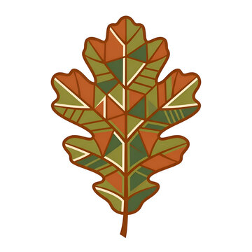 Geometric Oak Leaf Graphic with Autumn Mosaic Pattern on Black
