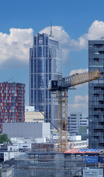 Rotterdam, The Netherlands. 08,07,2026. Rotterdam City Skyline with Construction Crane
