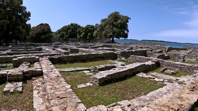 Ancient Roman and Byzantine Archaeological Ruins by the Adriatic Sea on Brijuni Island, Byzantine Castrum