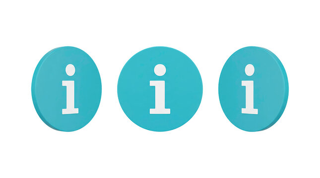 Blue info letter i icons, customer support center and helpdesk UI element concept