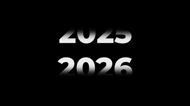 Fast Forward 14 Year Counter Animation 2012 to 2026. Rolling number timeline with motion blur. White text on black background for history, documentary, and time transitions.